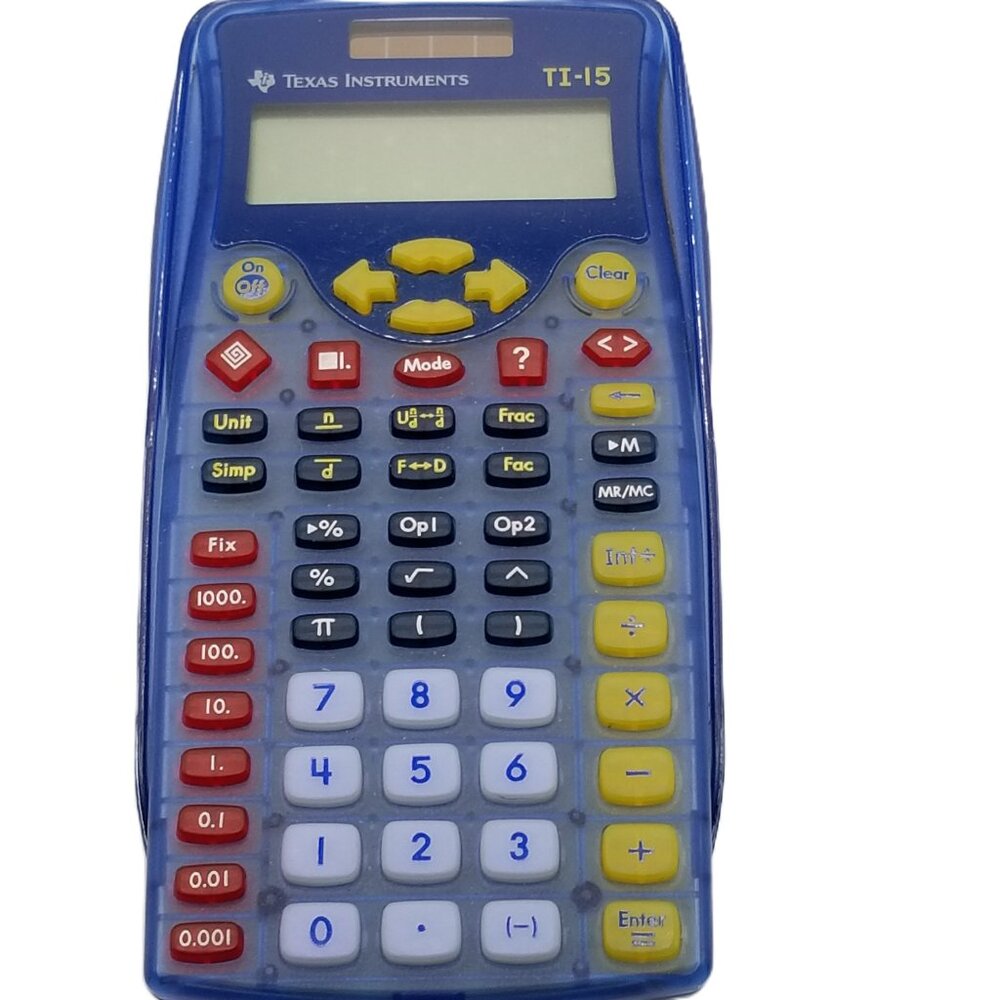 Texas Instruments TI-15 Explorer Calculator Blue Solar Elementary Math - Picture 3 of 5